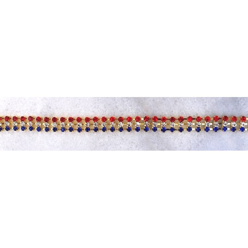 Austrian Crystal Red, White and Blue Striped Bracelet - Item #P0589G