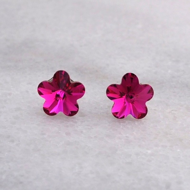 Swarovski Element Flower Stud Earrings - Item # 40649 - 7mm