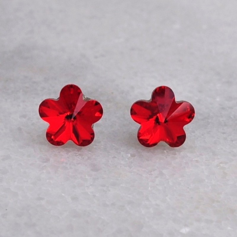 Swarovski Element Flower Stud Earrings - Item # 40649 - 7mm
