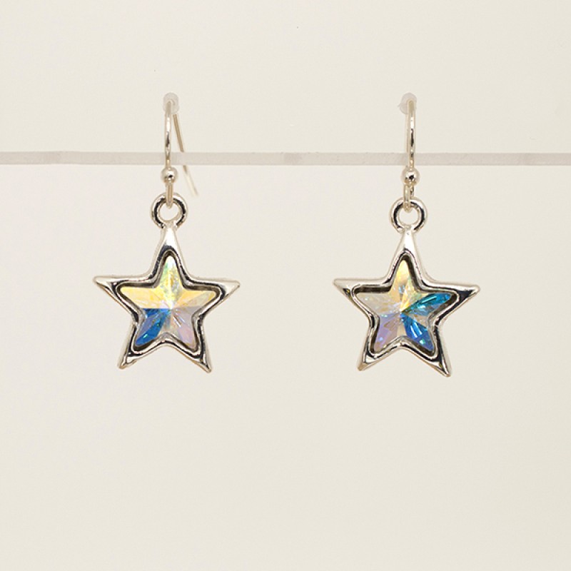 Swarovski Element Star Hook Earrings - Item #41792E - 3/4 in x 1 in
