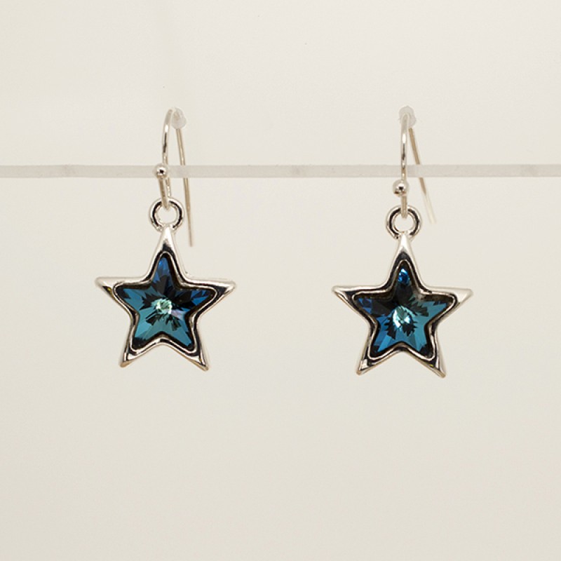 Swarovski Element Star Hook Earrings - Item #41792E - 3/4 in x 1 in