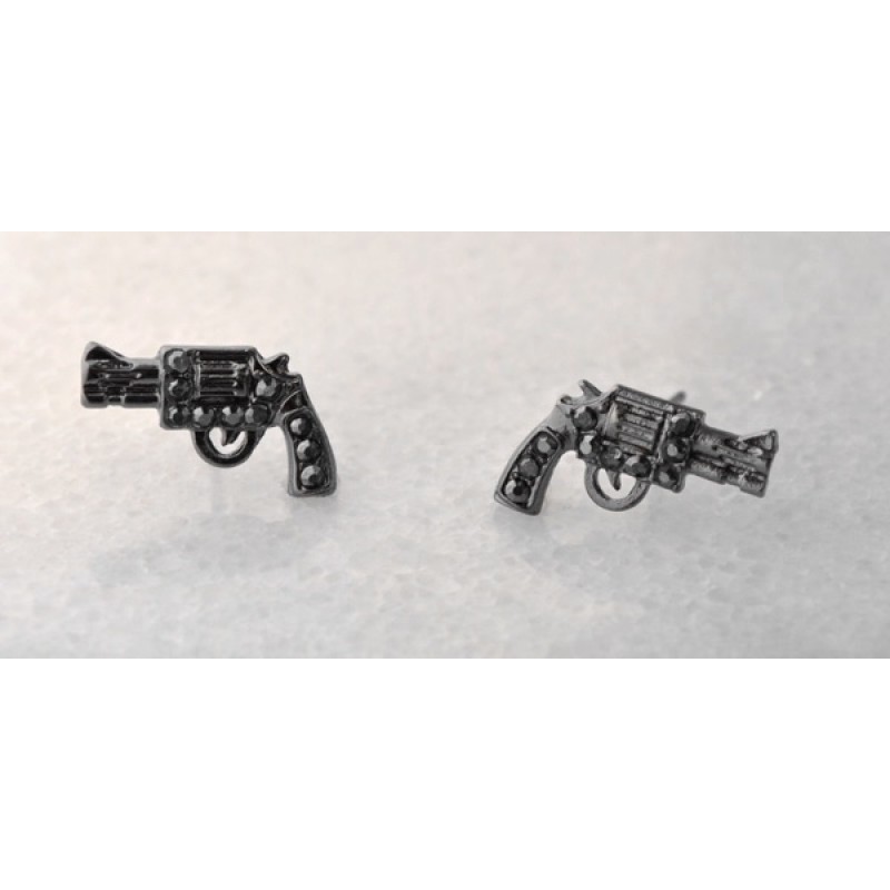 Austrian Crystal Gun Earrings - Item #E1639GCL - 1/2 in. x 1/2 in.
