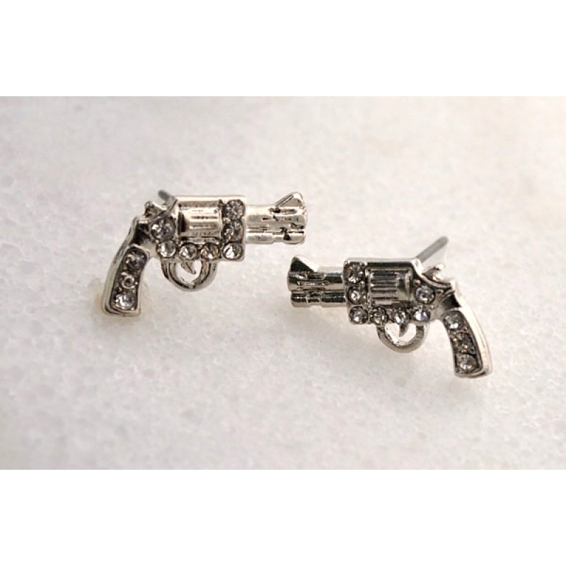 Austrian Crystal Gun Earrings - Item #E1639GCL - 1/2 in. x 1/2 in.