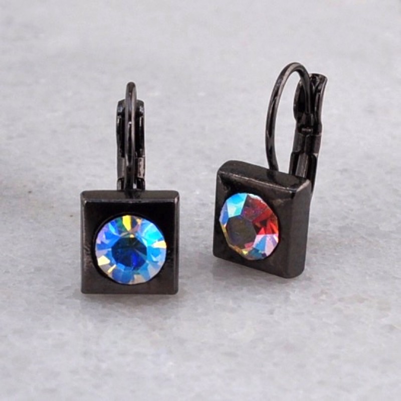 Austrian Crystal Single Stone Earrings - Item #KK15 - 3/4"