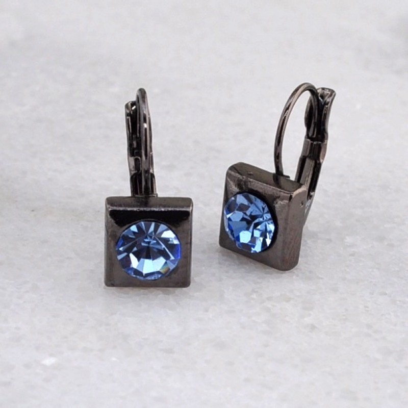 Austrian Crystal Single Stone Earrings - Item #KK15 - 3/4"