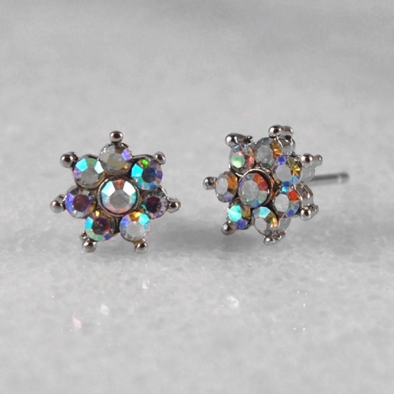 Austrian Crystal Mini Flower Stud Earrings - Item #KK41 - 