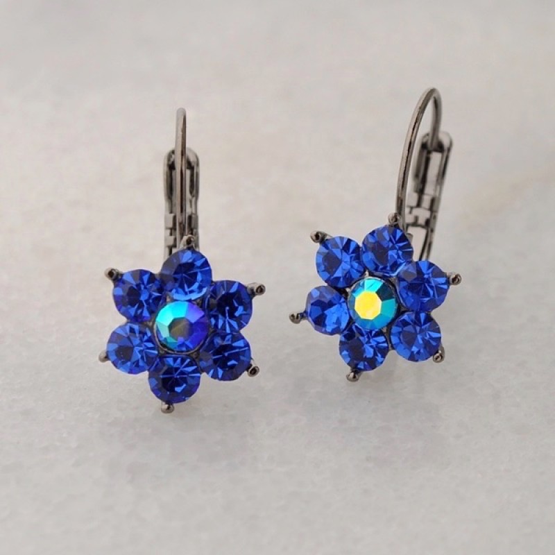 Austrian Crystal Star Stone Earrings - Item #KK45 - 3/4 in.