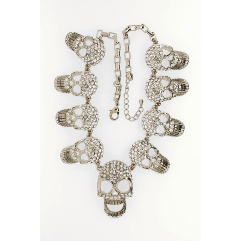 Austrian Crystal Skull Necklace/Earrings Set - Item #FNE-13574-5CL- 18 in. 