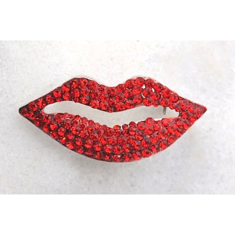 Austrian Crystal Kiss me! Lips Pin - Item #EH2886