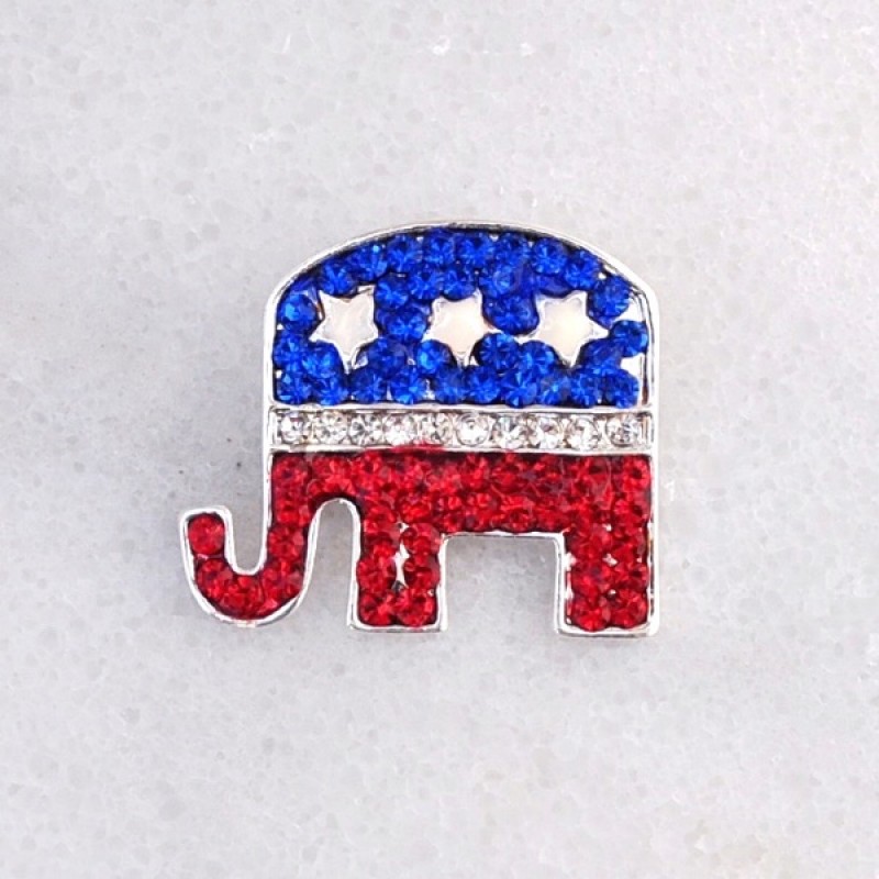 Austrian Crystal Republican Party Mascot Pin - Item #P1904 - 1 in. x 1 in.