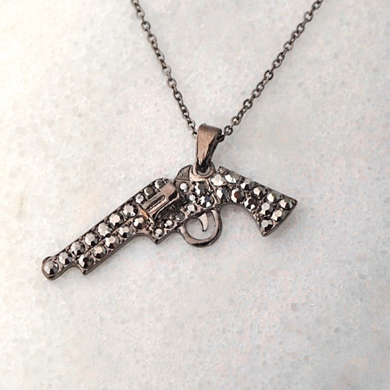 Austrian Crystal Gun Necklace - Item #N2257 - 18 in.
