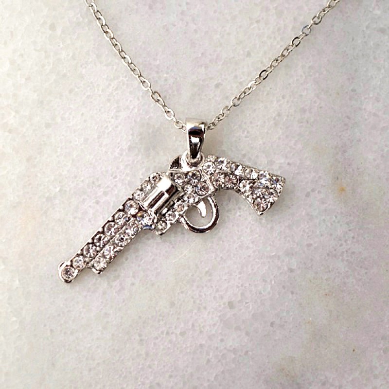 Austrian Crystal Gun Necklace - Item #N2257 - 18 in.